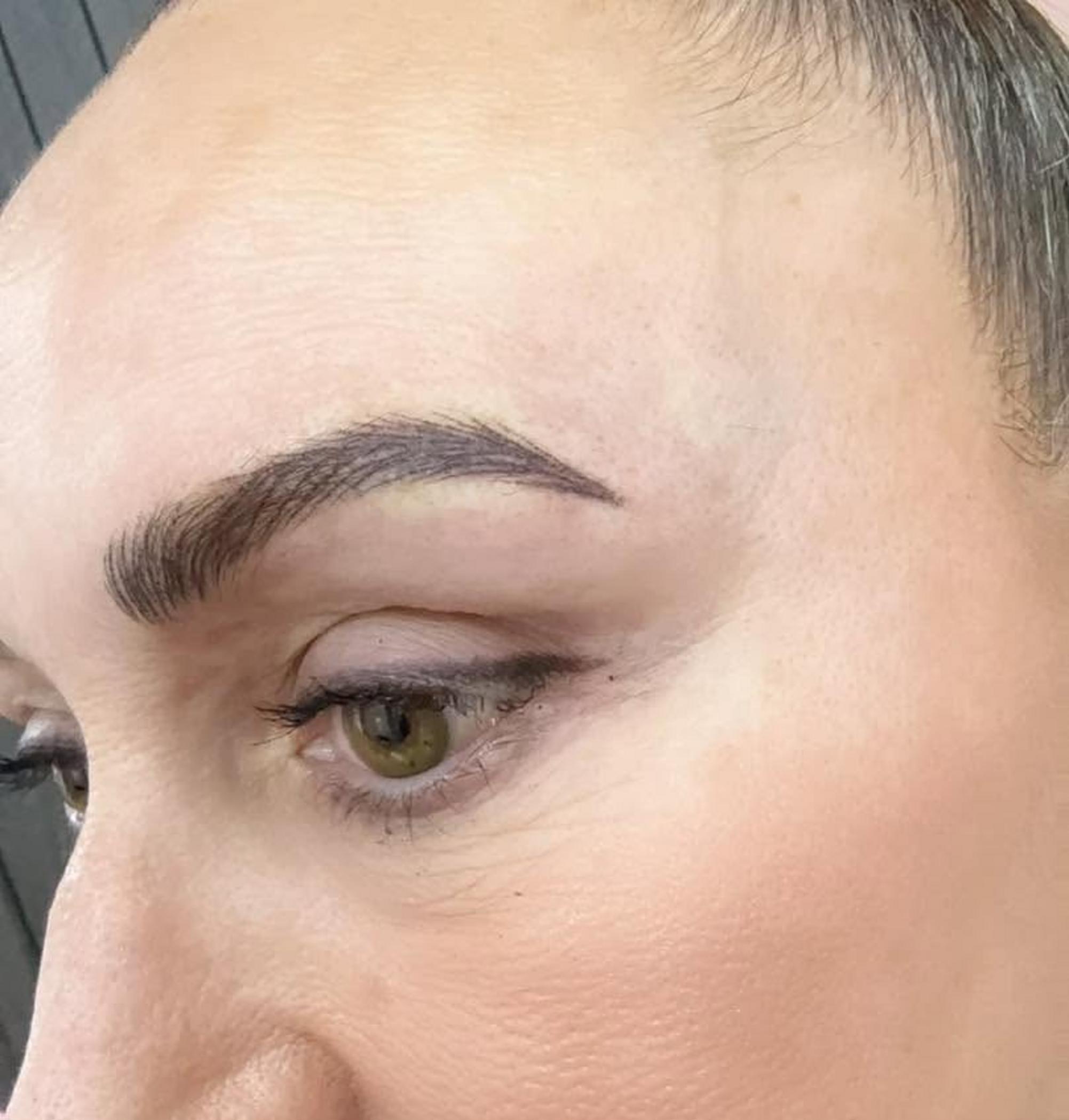 before and after powder ombre brows olive skin