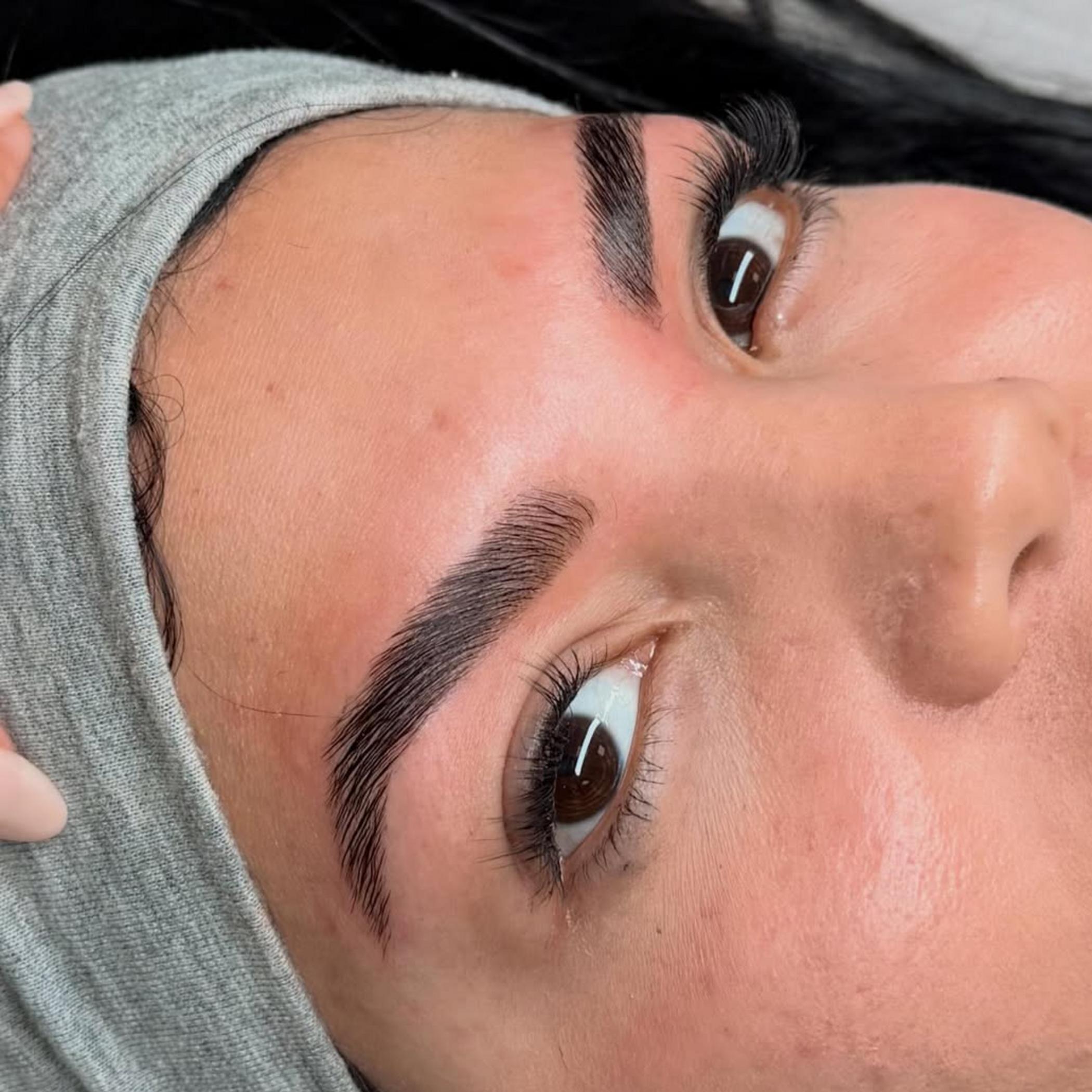 close up healed microblading skin texture