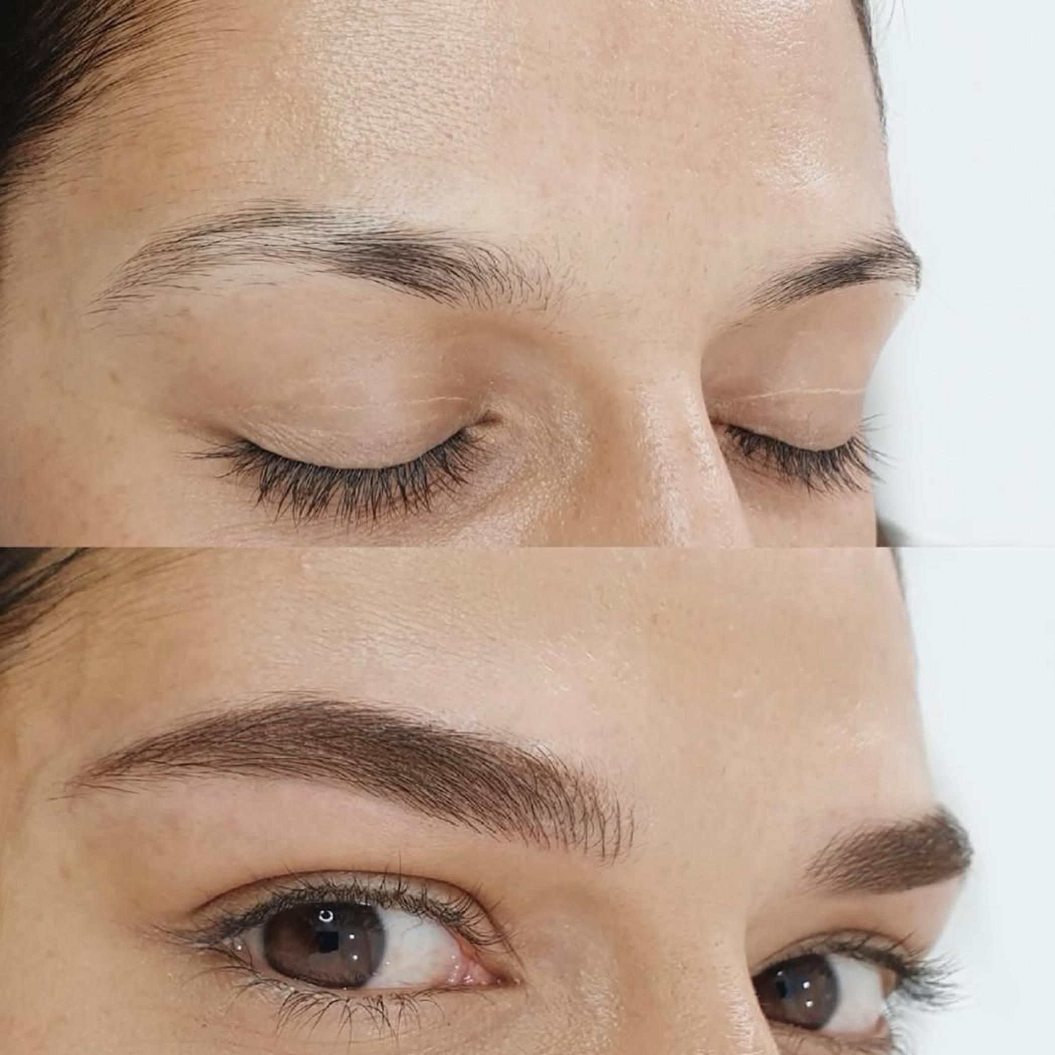 technician working on brow mapping